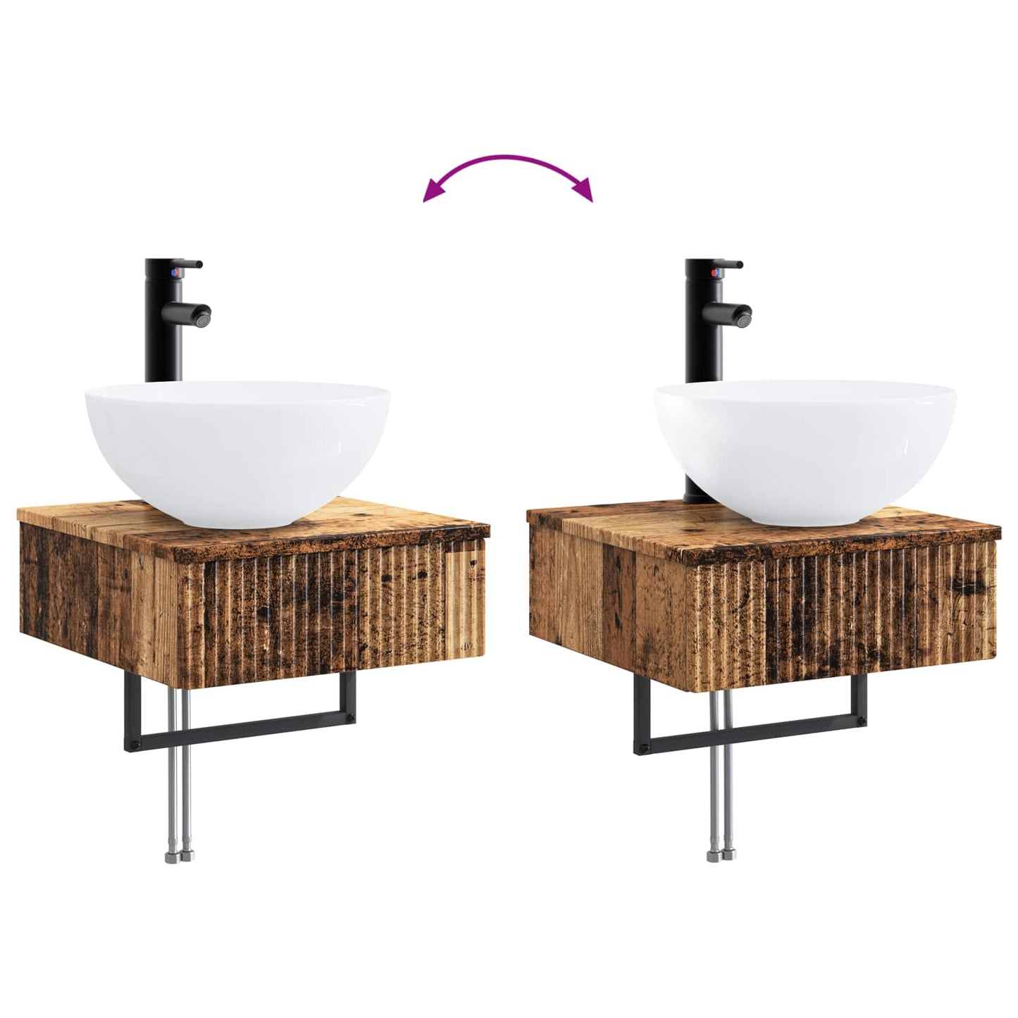 Bathroom Cabinet Set 5 pcs Old Wood 43 x 11.5 x 60.5 cm