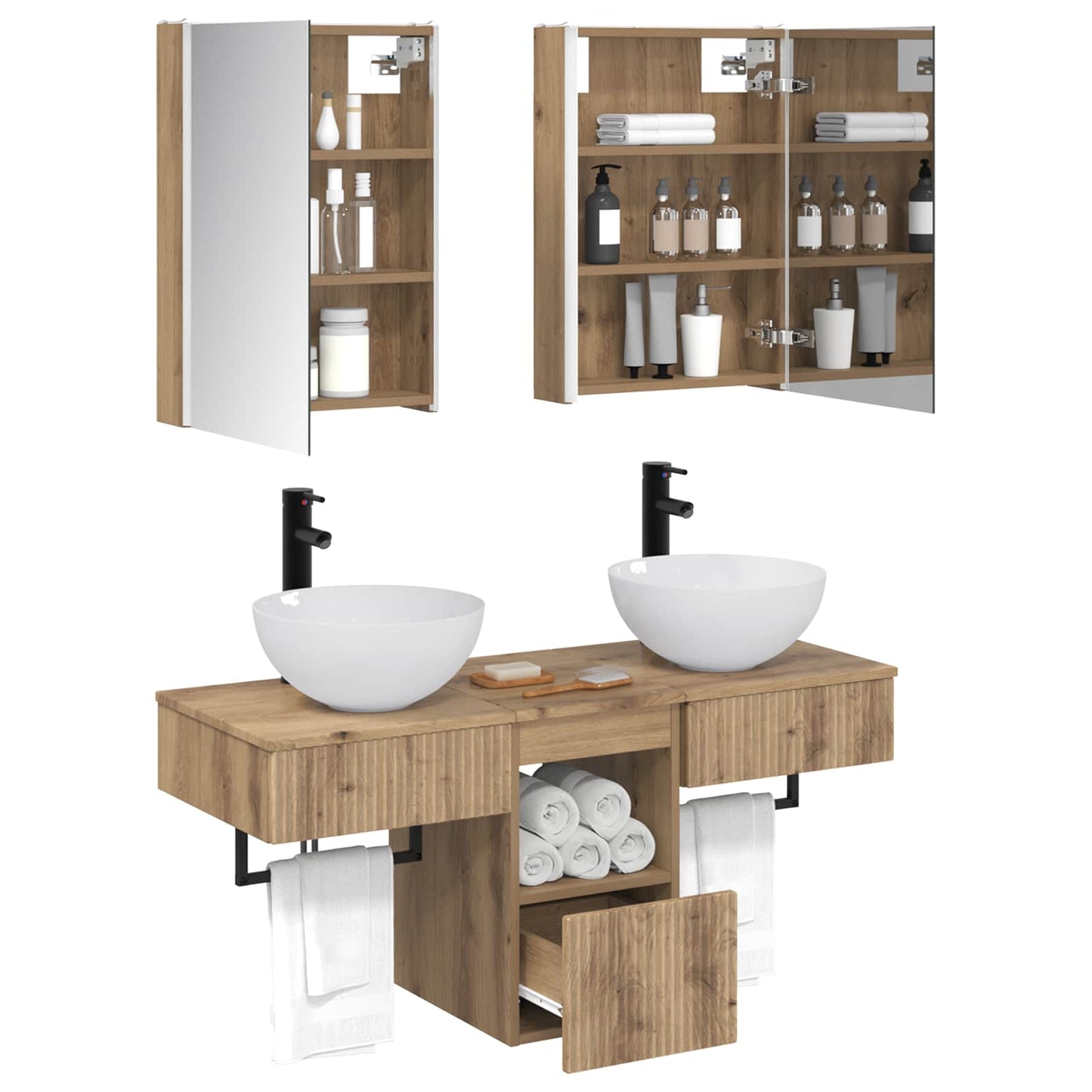 Bathroom Cabinet Set 5 pcs Artisan Oak 43 x 11.5 x 60.5 cm