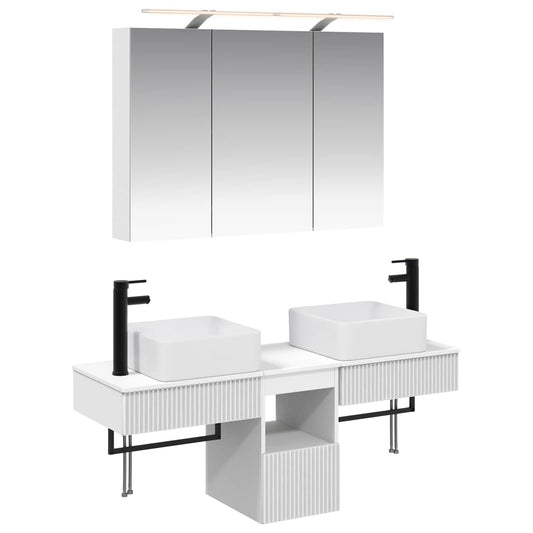 Bathroom Cabinet Set 4 pcs White Engineered Wood