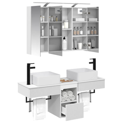 Bathroom Cabinet Set 4 pcs White 100 x 14.5 x 70 cm