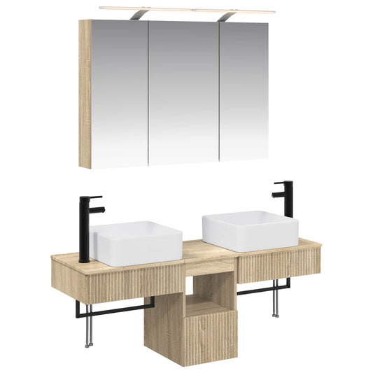Bathroom Cabinet Set 4 pcs Sonoma Oak Engineered Wood