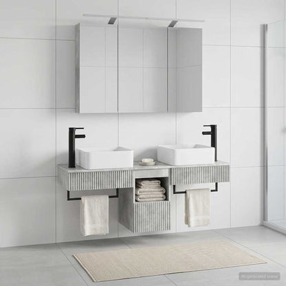Bathroom Cabinet Set 4 pcs Concrete Grey 100 x 14.5 x 70 cm