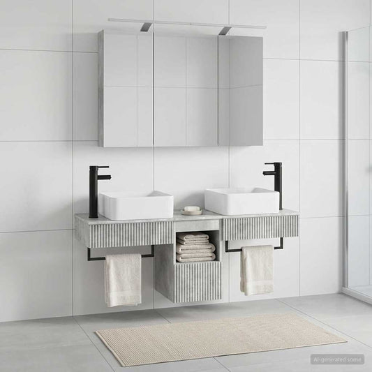 Bathroom Cabinet Set 4 pcs Concrete Grey 100 x 14.5 x 70 cm