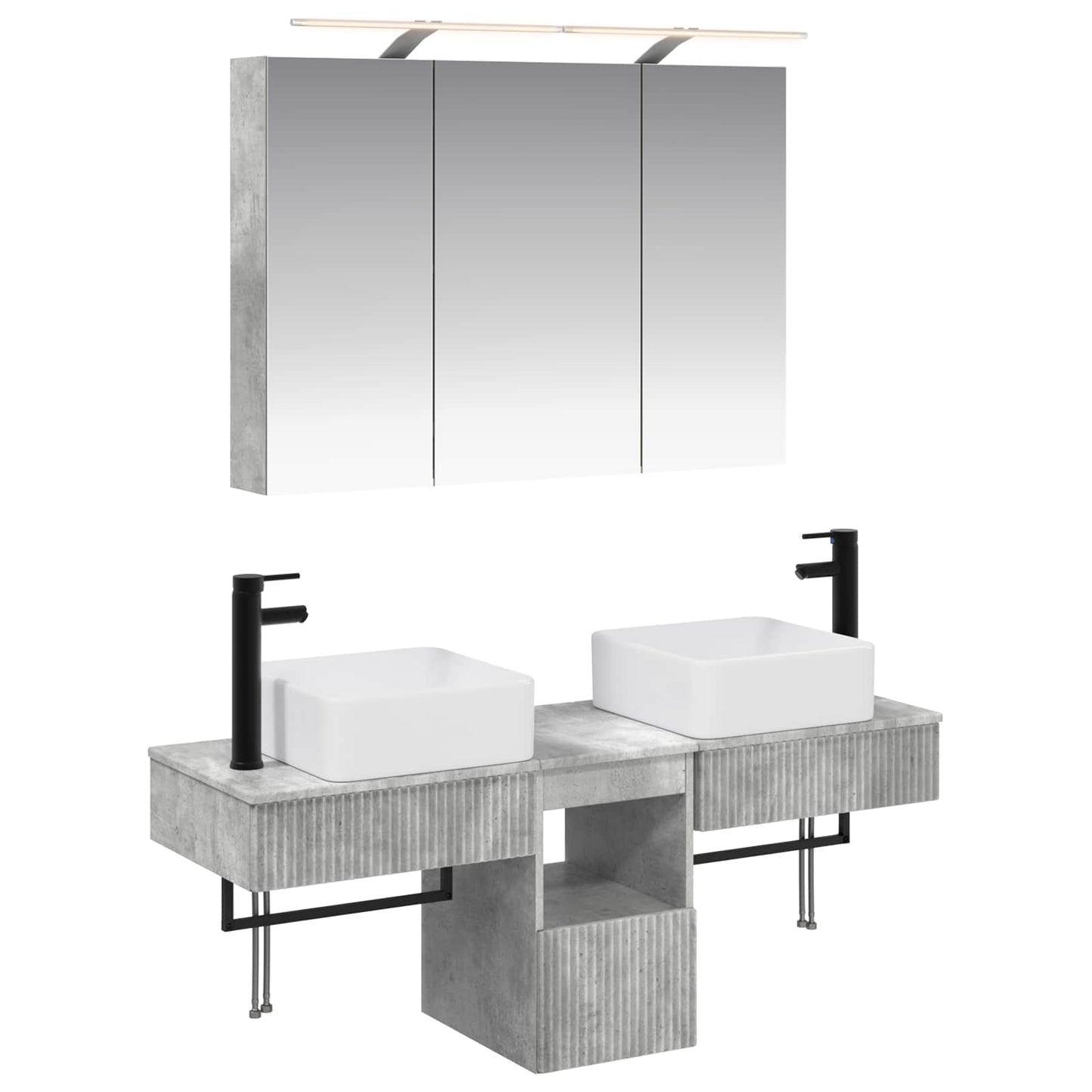Bathroom Cabinet Set 4 pcs Concrete Grey 100 x 14.5 x 70 cm