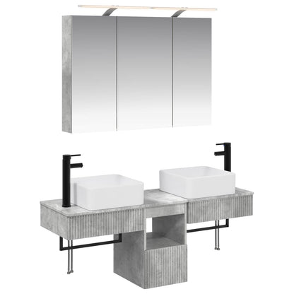 Bathroom Cabinet Set 4 pcs Concrete Grey 100 x 14.5 x 70 cm