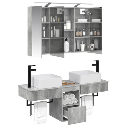 Bathroom Cabinet Set 4 pcs Concrete Grey 100 x 14.5 x 70 cm