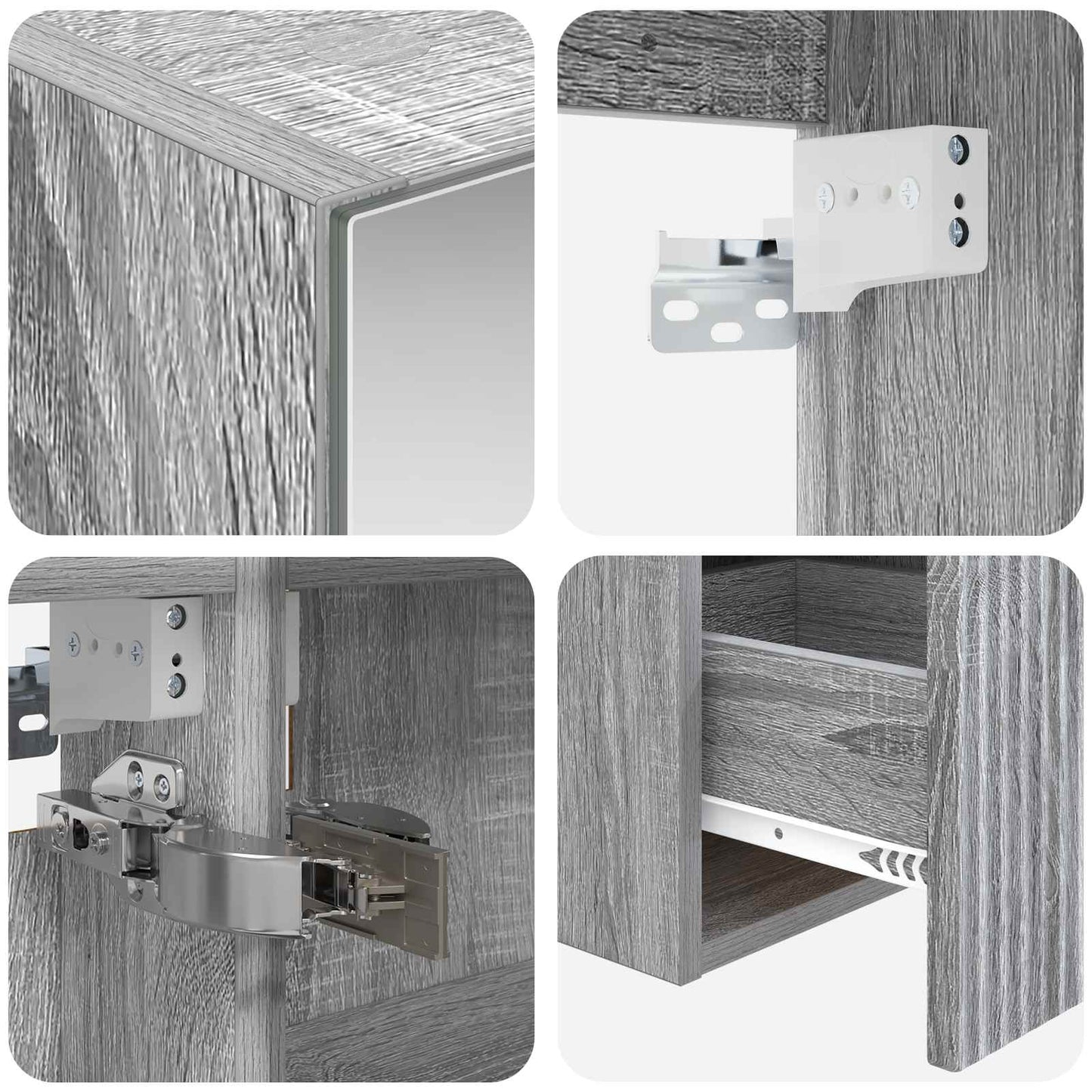 Bathroom Cabinet Set 4 pcs Grey Sonoma 100 x 14.5 x 70 cm