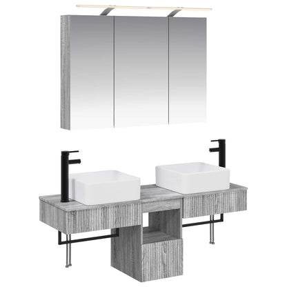 Bathroom Cabinet Set 4 pcs Grey Sonoma 100 x 14.5 x 70 cm