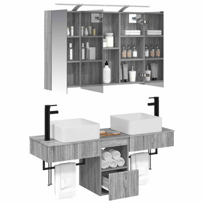 Bathroom Cabinet Set 4 pcs Grey Sonoma 100 x 14.5 x 70 cm