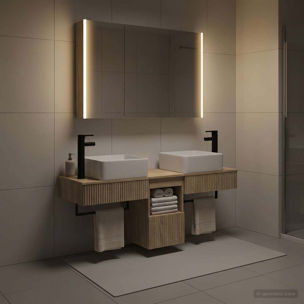 Bathroom Cabinet Set 4 pcs Sonoma Oak 103.5 x 15.5 x 70 cm