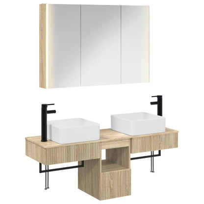 Bathroom Cabinet Set 4 pcs Sonoma Oak 103.5 x 15.5 x 70 cm