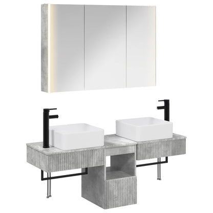 Bathroom Cabinet Set 4 pcs Concrete Grey 103.5 x 15.5 x 70 cm