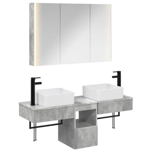Bathroom Cabinet Set 4 pcs Concrete Grey 103.5 x 15.5 x 70 cm