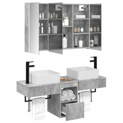 Bathroom Cabinet Set 4 pcs Concrete Grey 103.5 x 15.5 x 70 cm