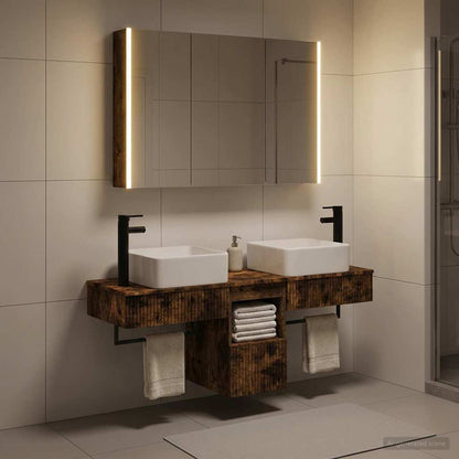 Bathroom Cabinet Set 4 pcs Smoked Oak 103.5 x 15.5 x 70 cm