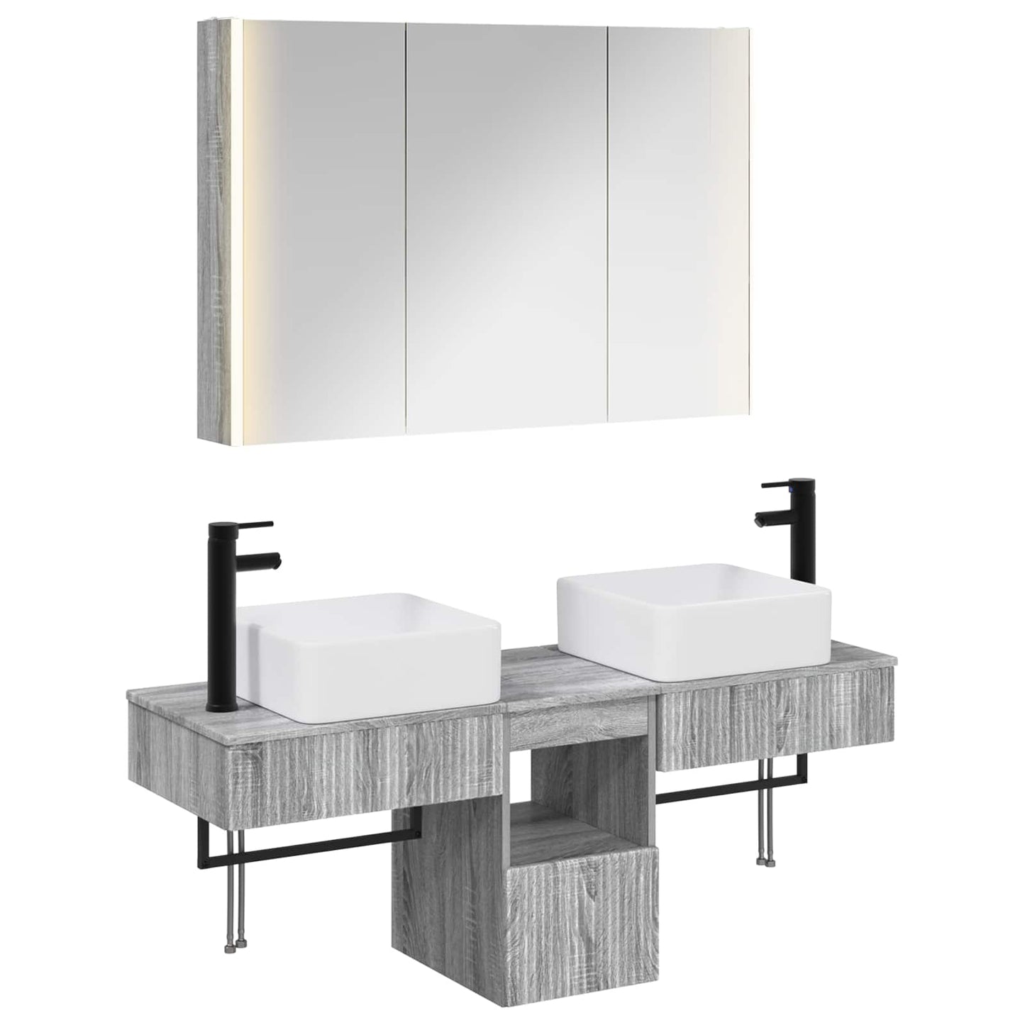 Bathroom Cabinet Set 4 pcs Grey Sonoma 103.5 x 15.5 x 70 cm