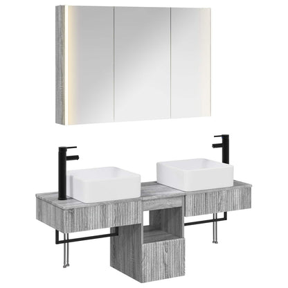 Bathroom Cabinet Set 4 pcs Grey Sonoma 103.5 x 15.5 x 70 cm
