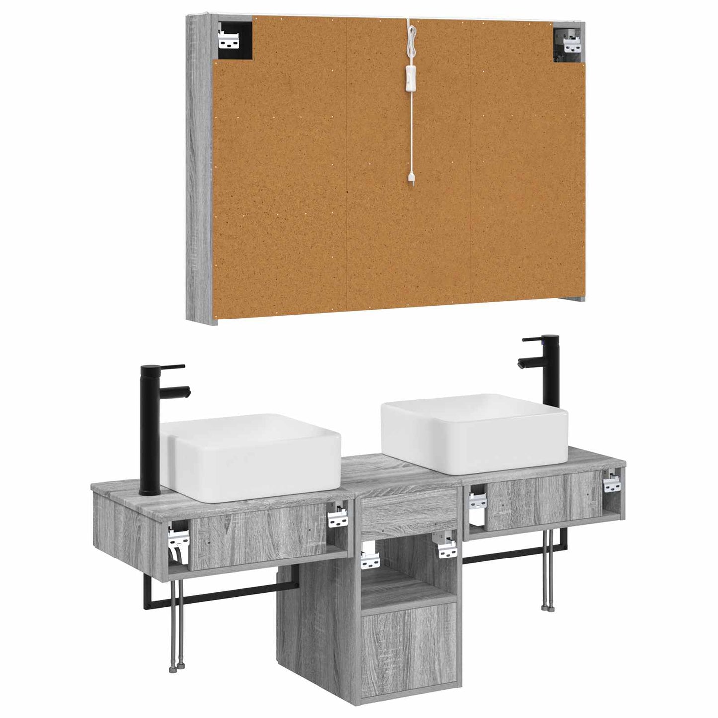 Bathroom Cabinet Set 4 pcs Grey Sonoma 103.5 x 15.5 x 70 cm