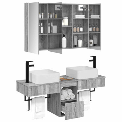 Bathroom Cabinet Set 4 pcs Grey Sonoma 103.5 x 15.5 x 70 cm