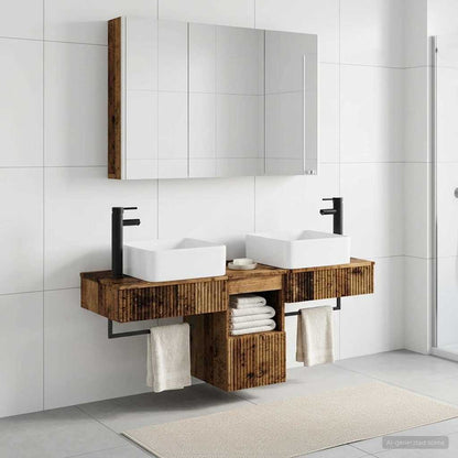 Bathroom Cabinet Set 4 pcs Old Wood 103.5 x 15.5 x 70 cm