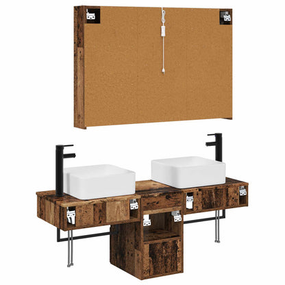 Bathroom Cabinet Set 4 pcs Old Wood 103.5 x 15.5 x 70 cm