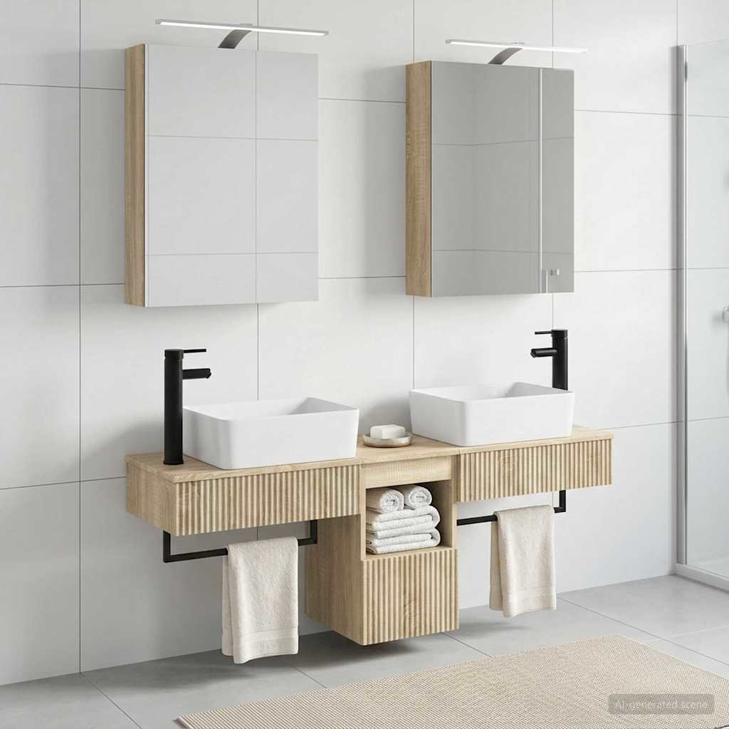 Bathroom Cabinet Set 5 pcs Sonoma Oak 50 x 14.5 x 70 cm