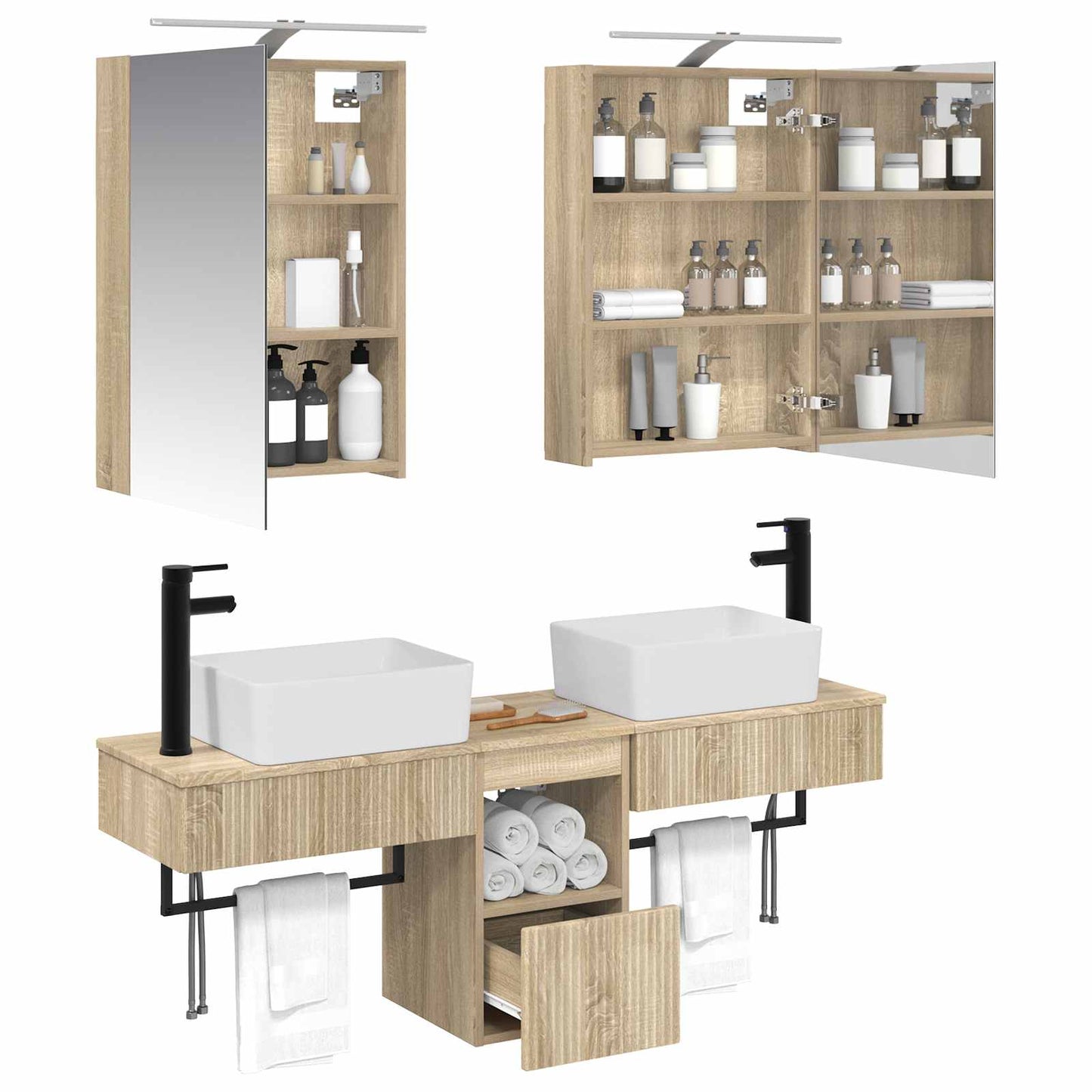 Bathroom Cabinet Set 5 pcs Sonoma Oak 50 x 14.5 x 70 cm