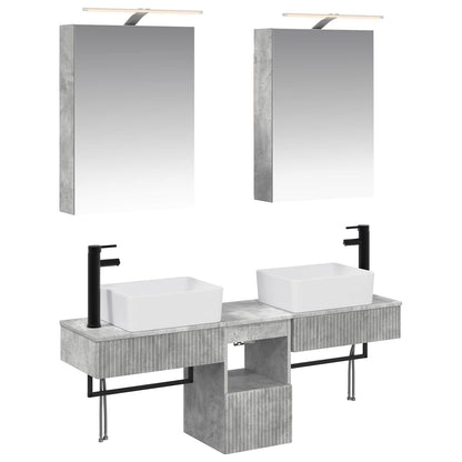 Bathroom Cabinet Set 5 pcs Concrete Grey 50 x 14.5 x 70 cm
