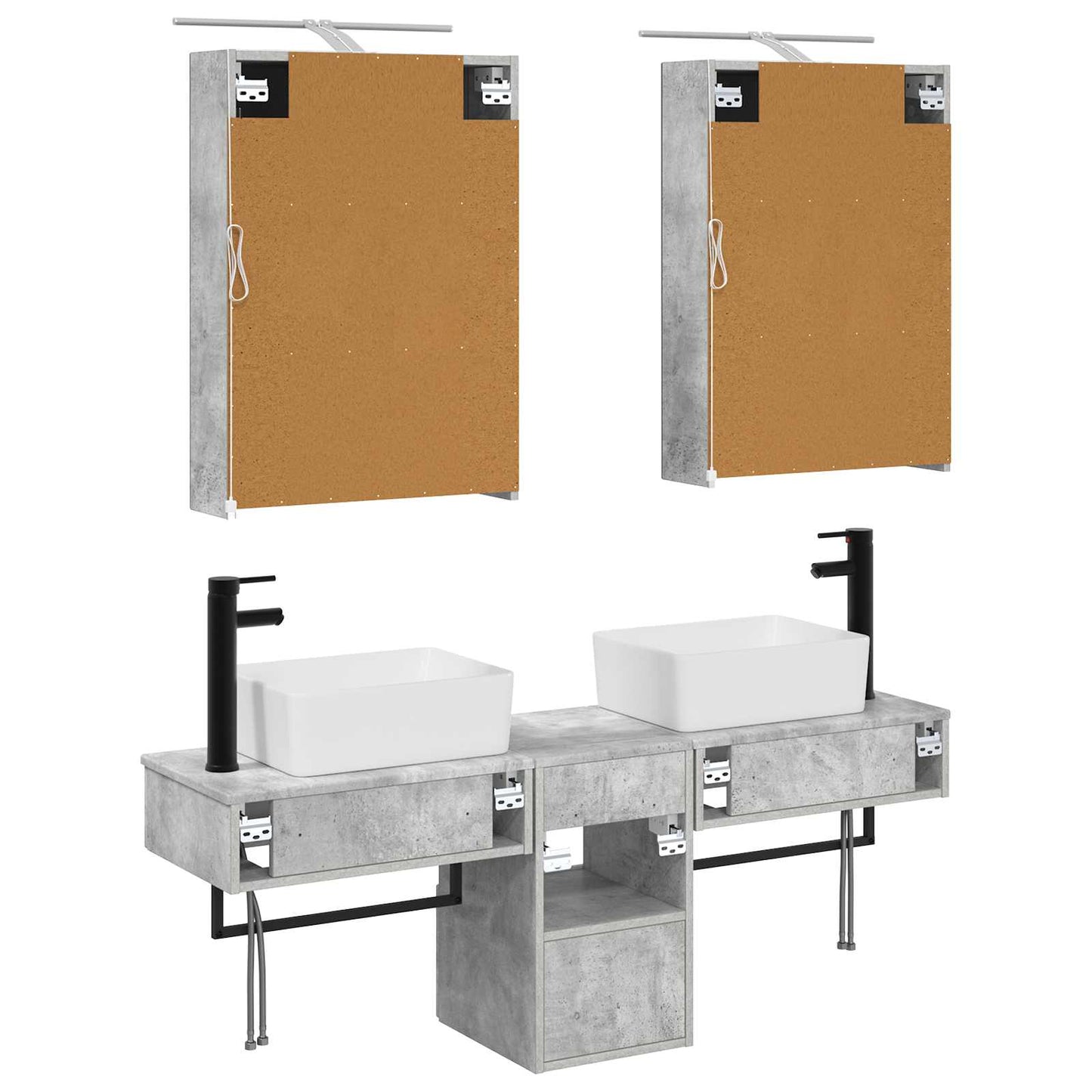 Bathroom Cabinet Set 5 pcs Concrete Grey 50 x 14.5 x 70 cm