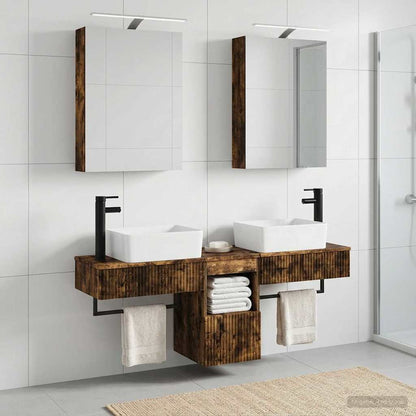 Bathroom Cabinet Set 5 pcs Smoked Oak 50 x 14.5 x 70 cm