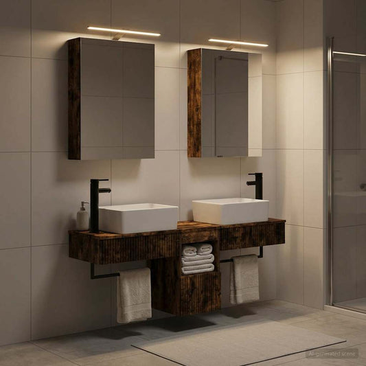 Bathroom Cabinet Set 5 pcs Smoked Oak 50 x 14.5 x 70 cm