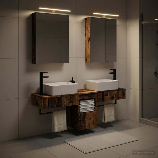 Bathroom Cabinet Set 5 pcs Old Wood 50 x 14.5 x 70 cm