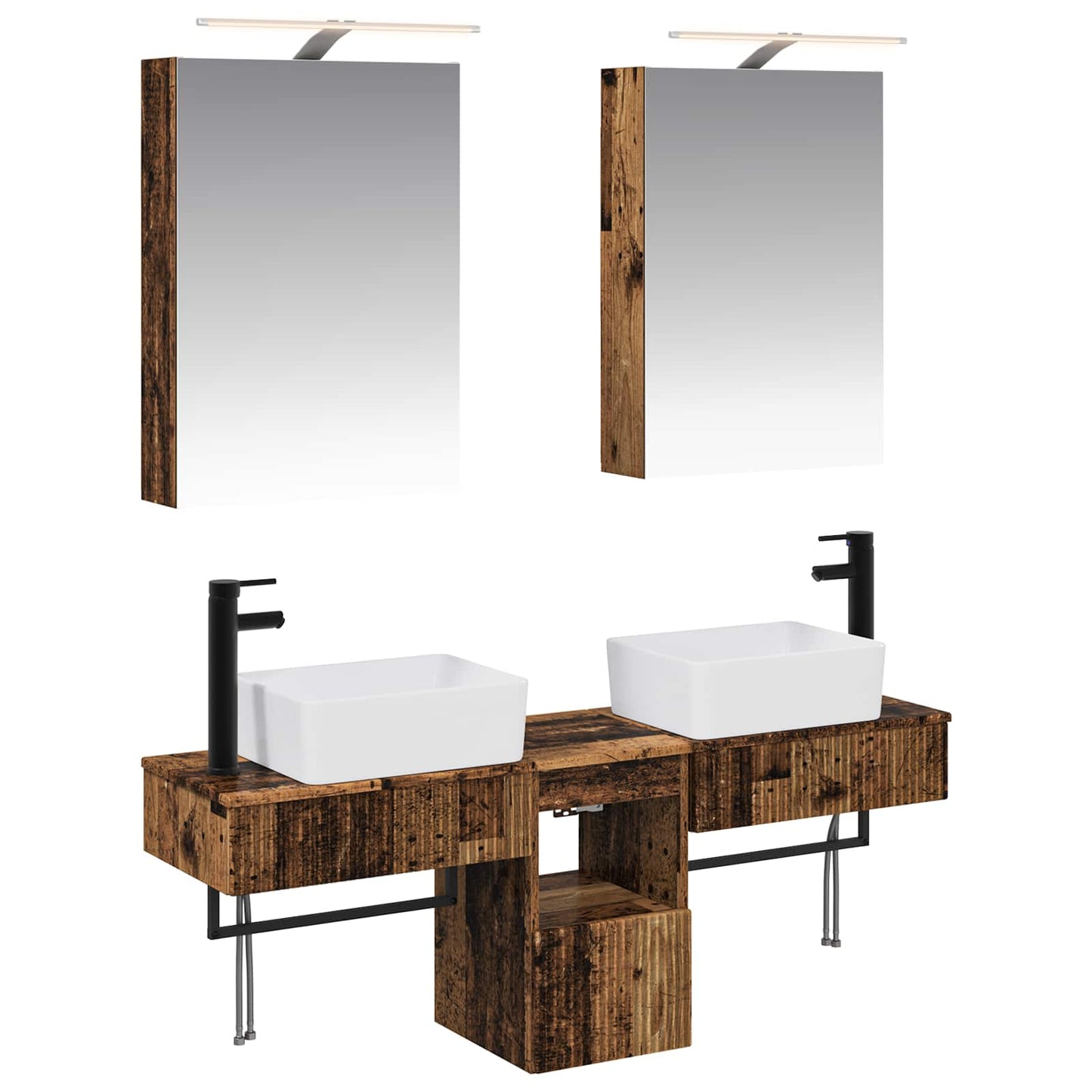 Bathroom Cabinet Set 5 pcs Old Wood 50 x 14.5 x 70 cm