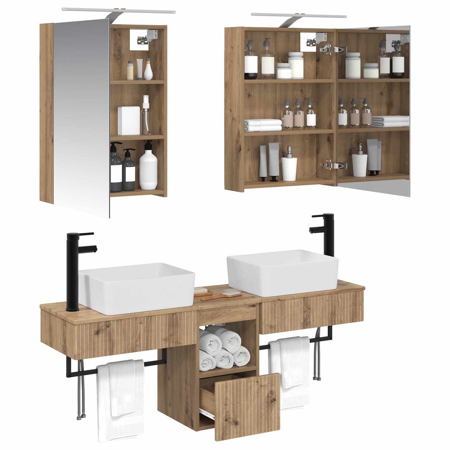 Bathroom Cabinet Set 5 pcs Artisan Oak 50 x 14.5 x 70 cm
