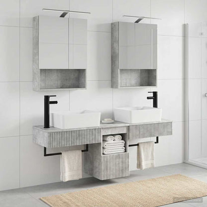 Bathroom Cabinet Set 5 pcs Concrete Grey 50 x 14.5 x 70 cm