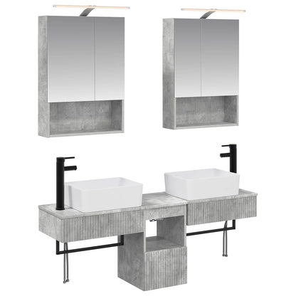 Bathroom Cabinet Set 5 pcs Concrete Grey 50 x 14.5 x 70 cm