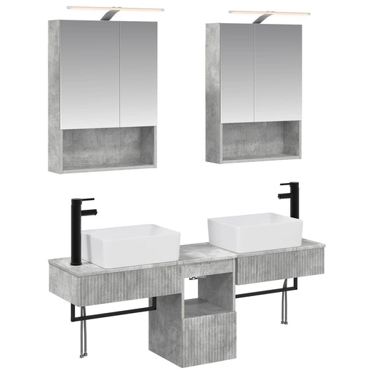 Bathroom Cabinet Set 5 pcs Concrete Grey 50 x 14.5 x 70 cm