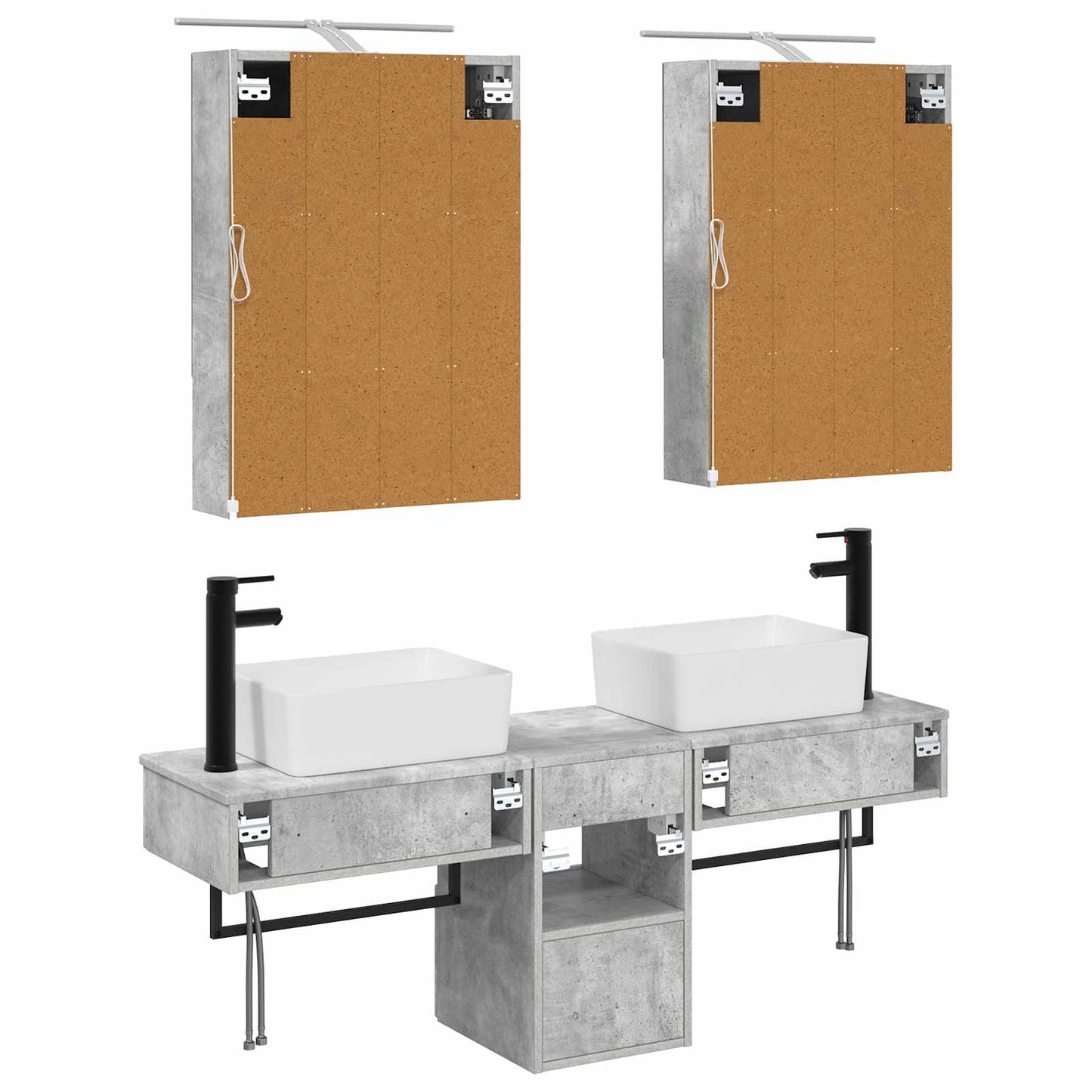 Bathroom Cabinet Set 5 pcs Concrete Grey 50 x 14.5 x 70 cm