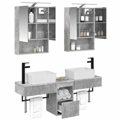 Bathroom Cabinet Set 5 pcs Concrete Grey 50 x 14.5 x 70 cm