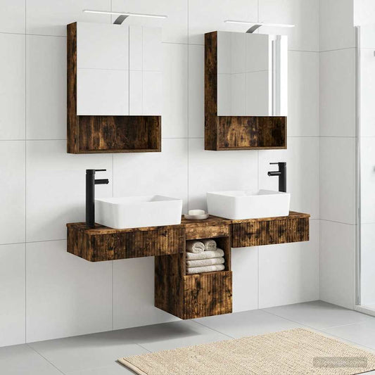 Bathroom Cabinet Set 5 pcs Smoked Oak 50 x 14.5 x 70 cm