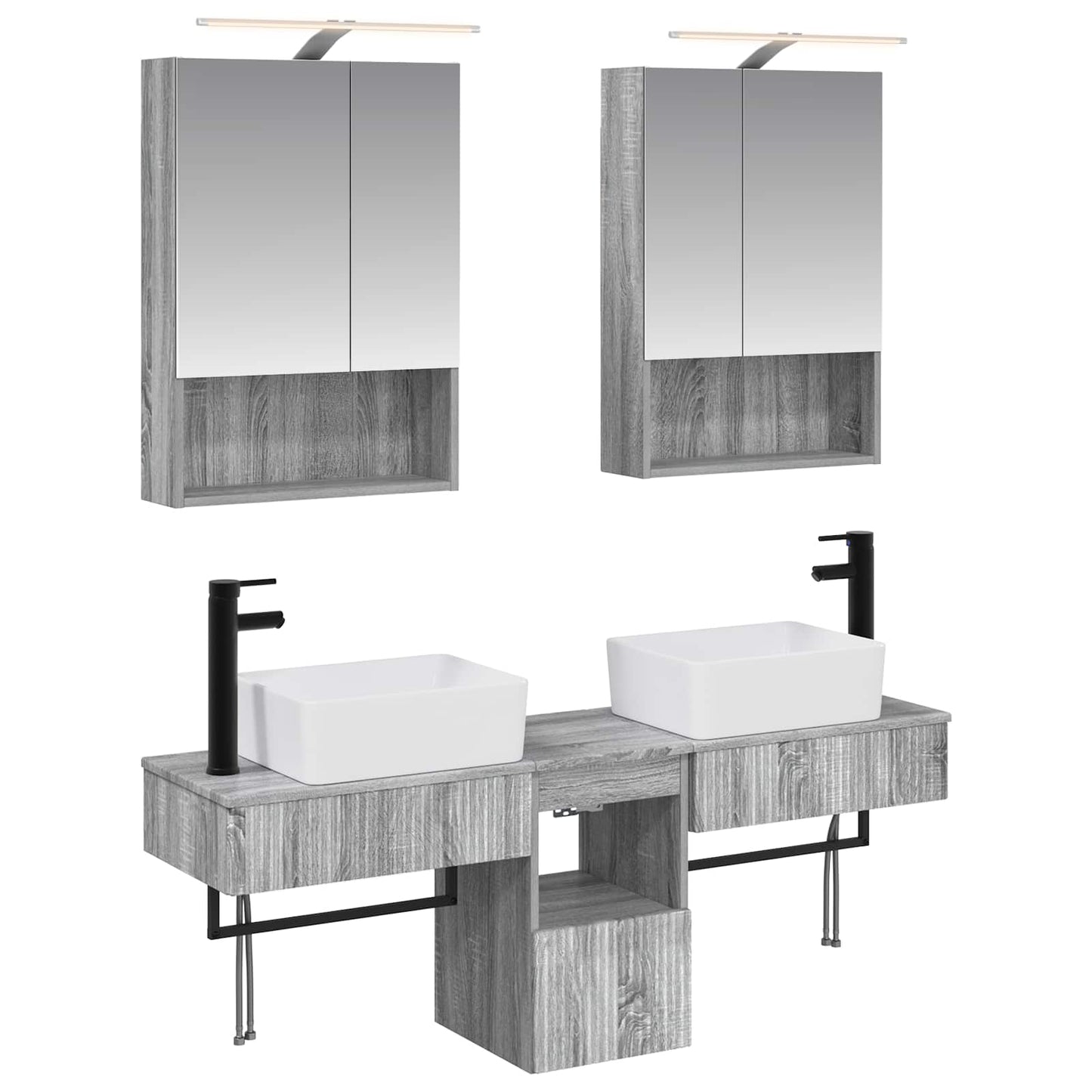 Bathroom Cabinet Set 5 pcs Grey Sonoma 50 x 14.5 x 70 cm