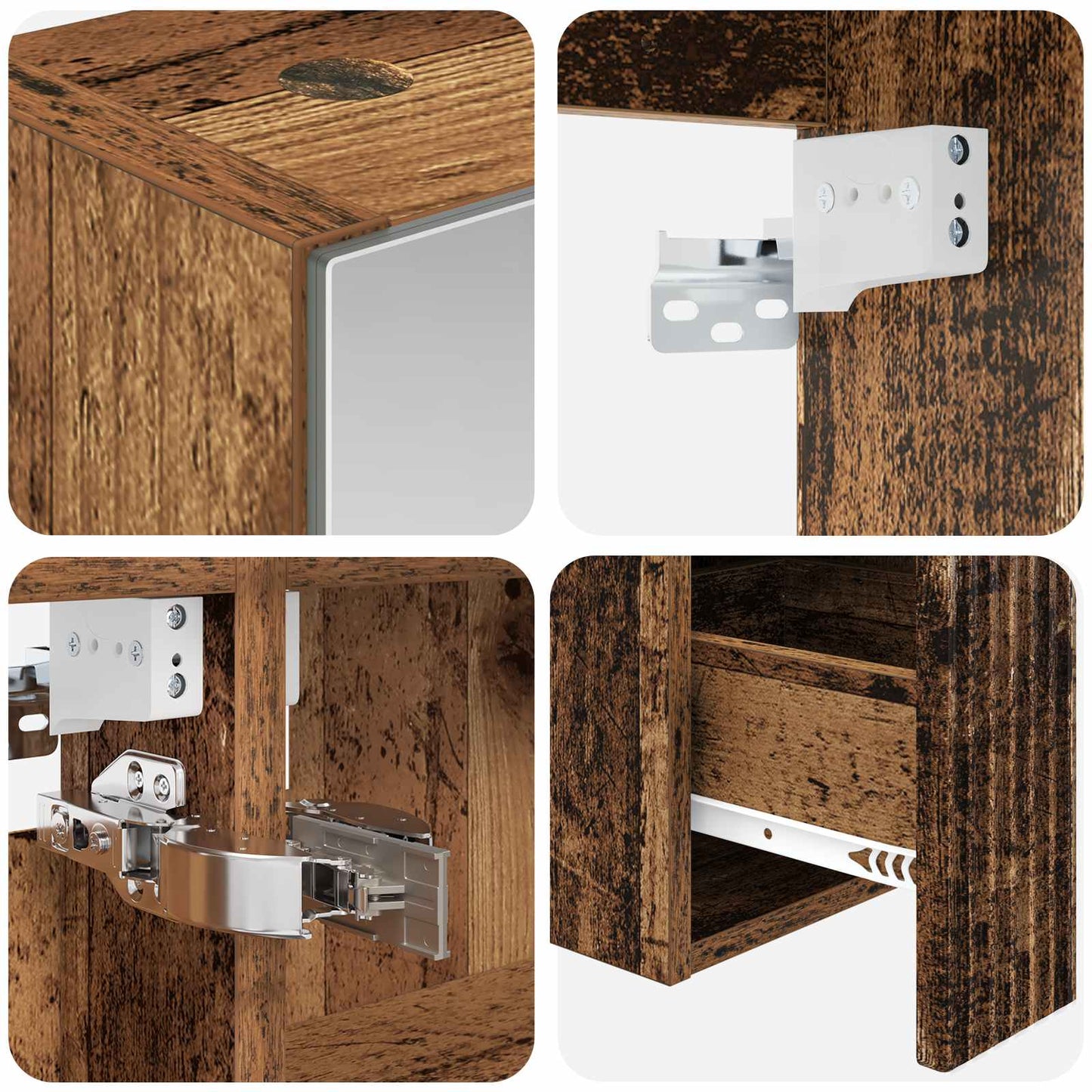 Bathroom Cabinet Set 5 pcs Old Wood 50 x 14.5 x 70 cm