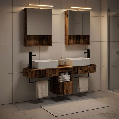 Bathroom Cabinet Set 5 pcs Old Wood 50 x 14.5 x 70 cm