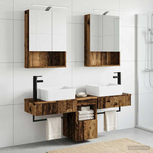 Bathroom Cabinet Set 5 pcs Old Wood 50 x 14.5 x 70 cm