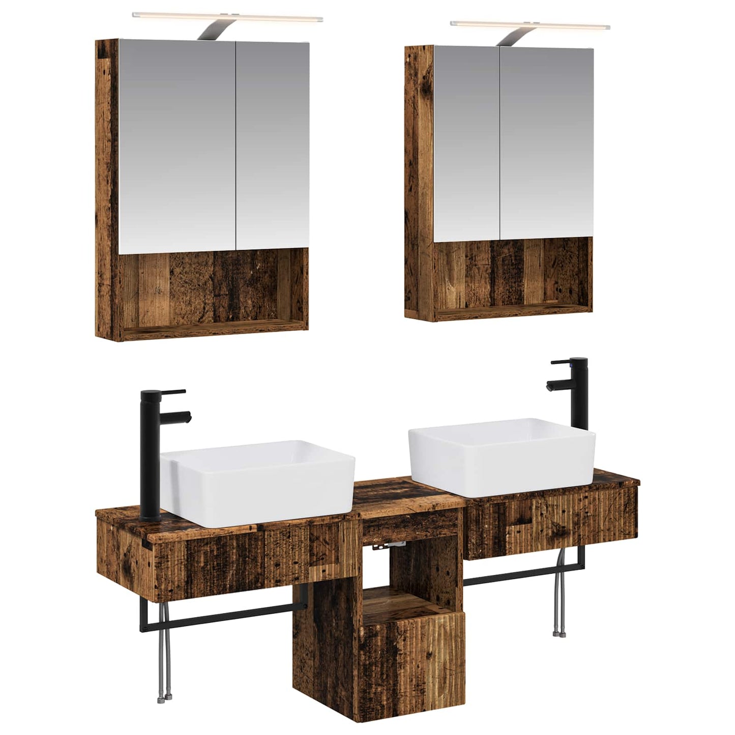 Bathroom Cabinet Set 5 pcs Old Wood 50 x 14.5 x 70 cm