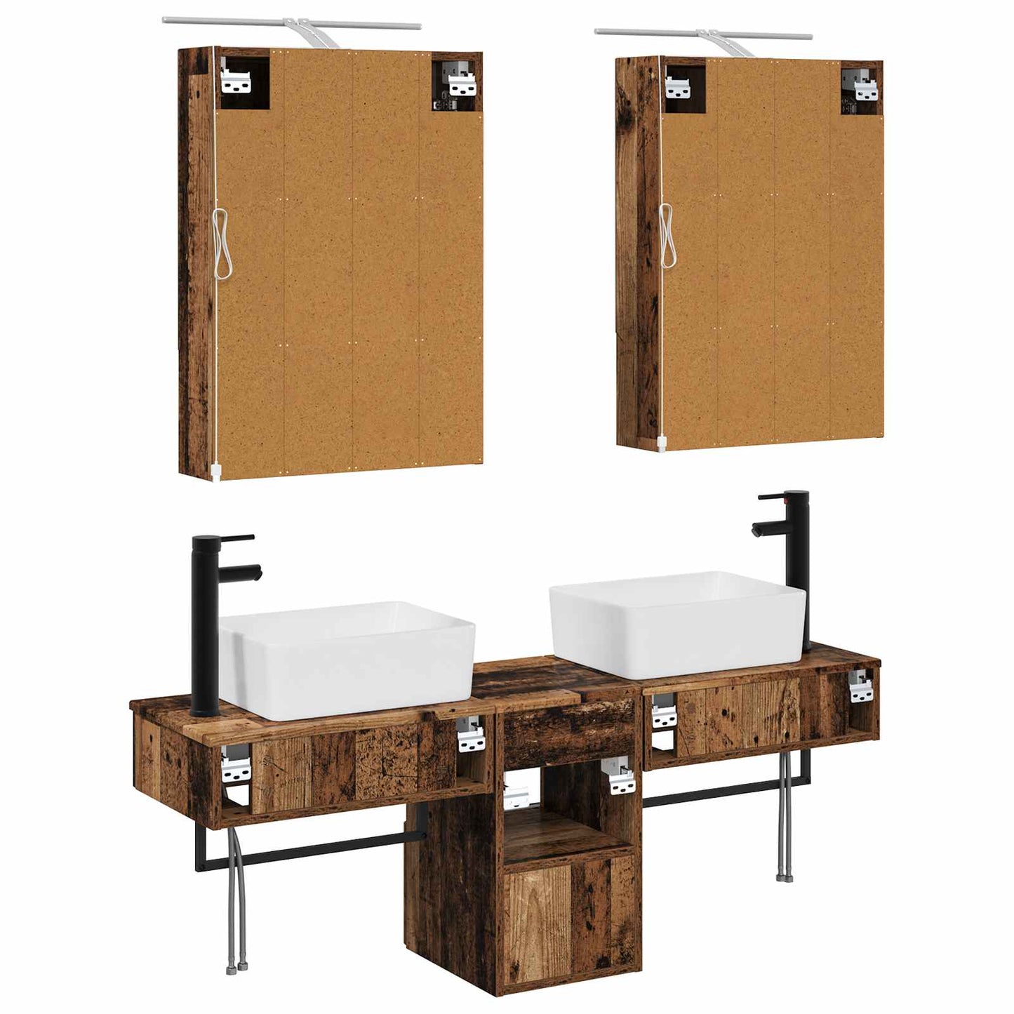 Bathroom Cabinet Set 5 pcs Old Wood 50 x 14.5 x 70 cm