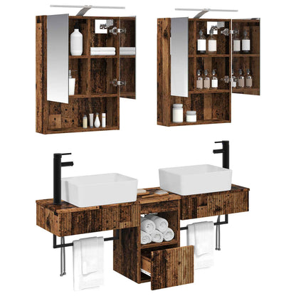 Bathroom Cabinet Set 5 pcs Old Wood 50 x 14.5 x 70 cm