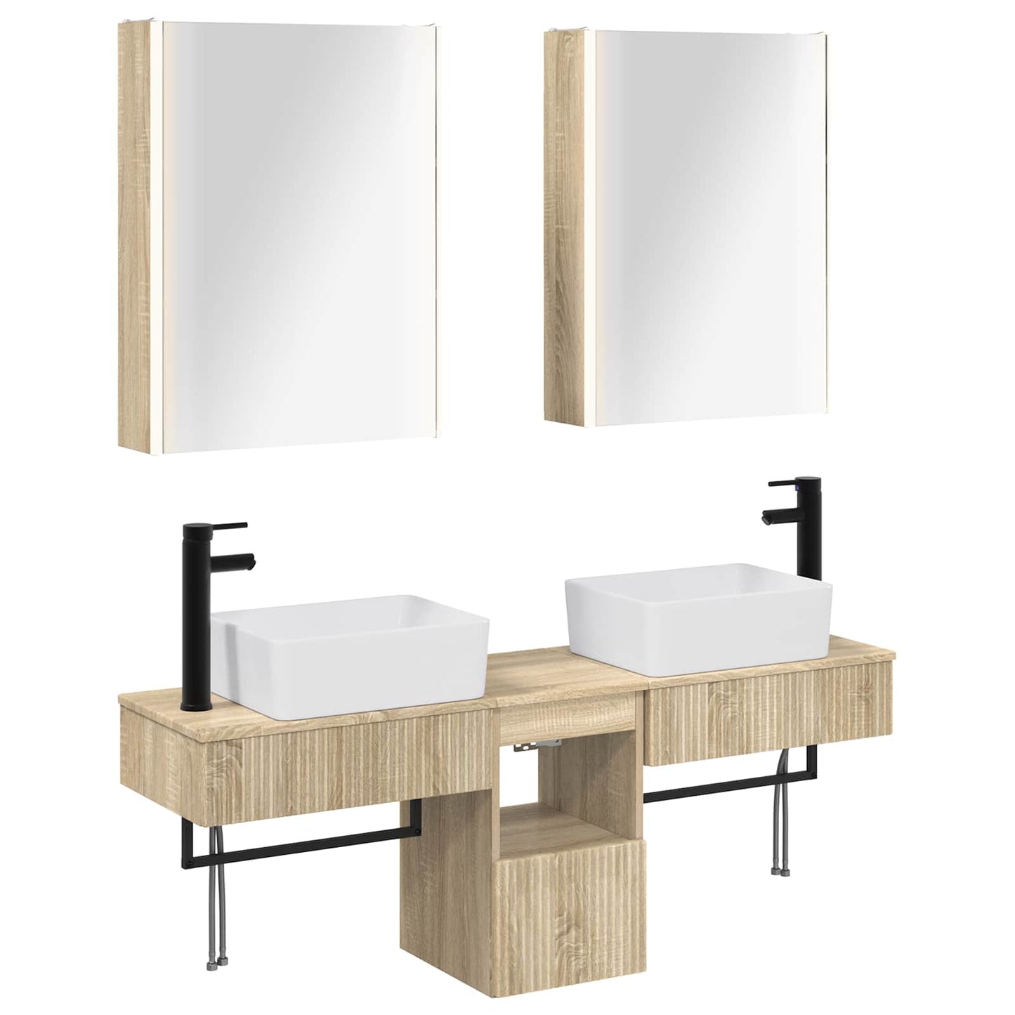 Bathroom Cabinet Set 5 pcs Sonoma Oak 53 x 15.5 x 70 cm