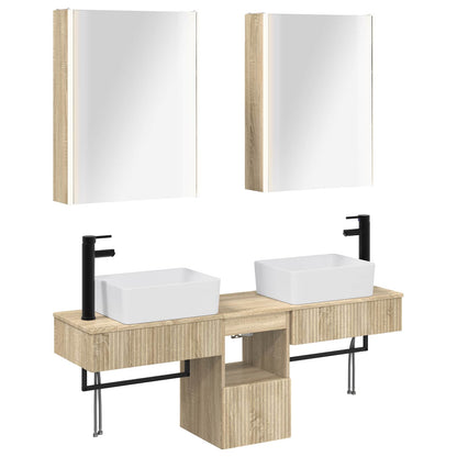 Bathroom Cabinet Set 5 pcs Sonoma Oak 53 x 15.5 x 70 cm
