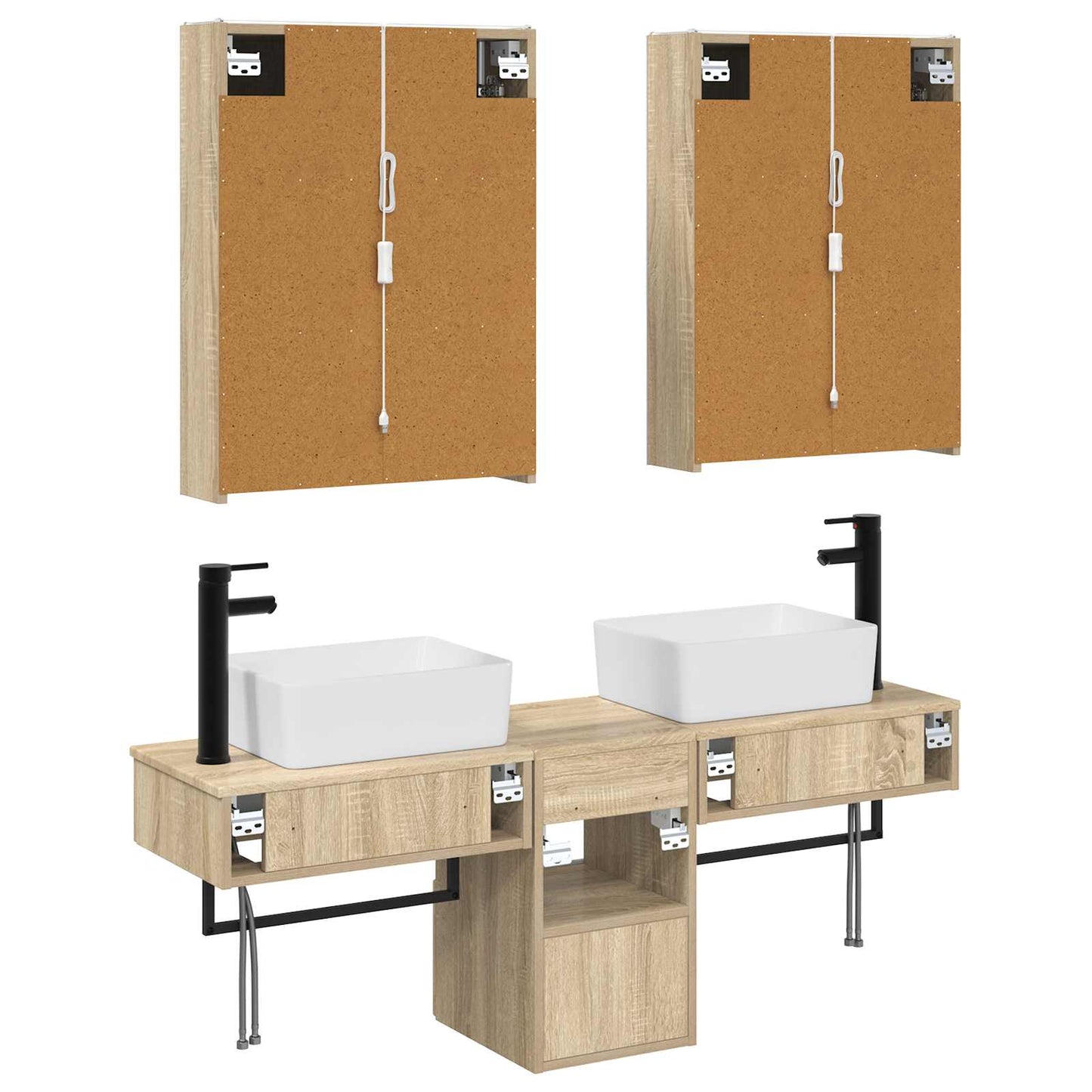 Bathroom Cabinet Set 5 pcs Sonoma Oak 53 x 15.5 x 70 cm